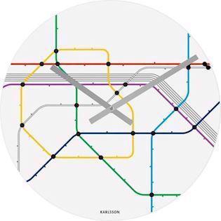 Metro Map, hvidt glas vægur fra Karlsson, KA5374